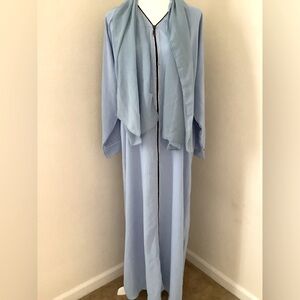 Baby blue rhinestone zipper abaya set